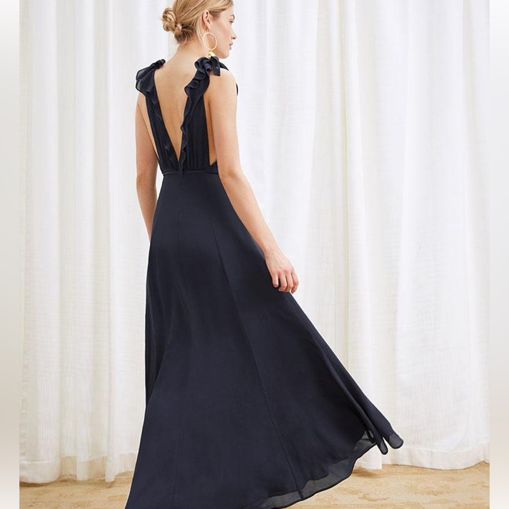 Reformation Peppermint Dress in Navy Blue - Picture 3 of 16